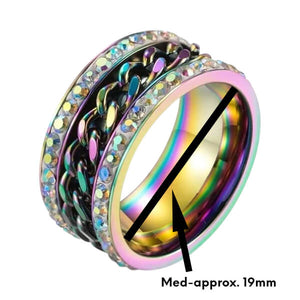 Spinning Chain Fidget Ring with Diamantes