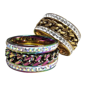 Spinning Chain Fidget Ring with Diamantes