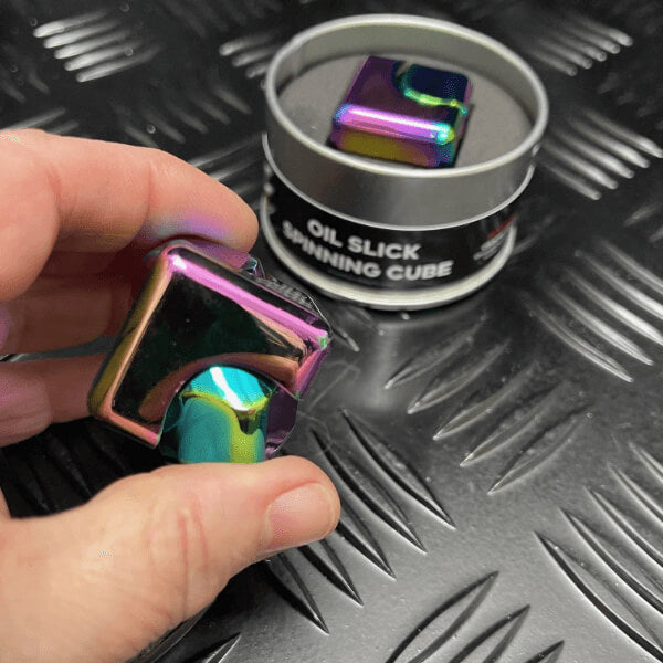 Metal Spinning Cube-Oil Slick