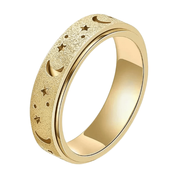 gold Spinning Fidget Ring-Moon and Stars-fun fidgets