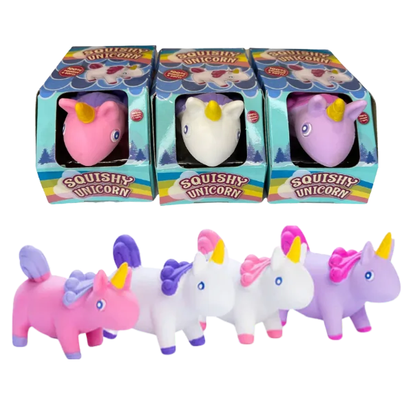 squishy stretch unicorns, 3 in boxes-fun fidgets
