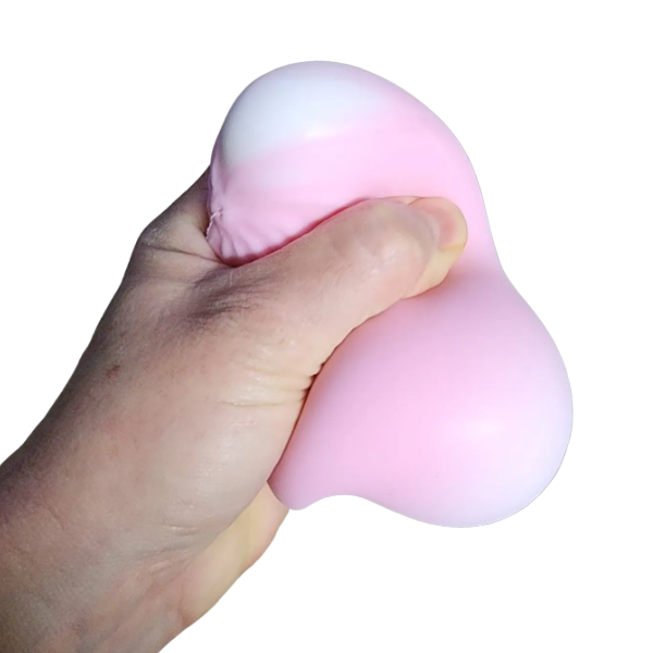 pink steamed bun squishy being squeezed-fun fidgets