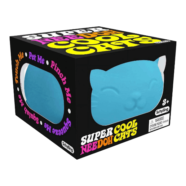 blue super nee doh cool cat in box-fun fidgets