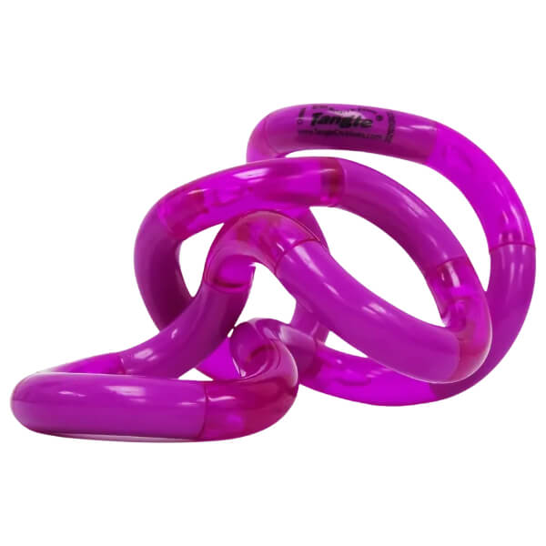 Purple tangle palm classic fidget toy with a brand logo on a white background-fun fidgets