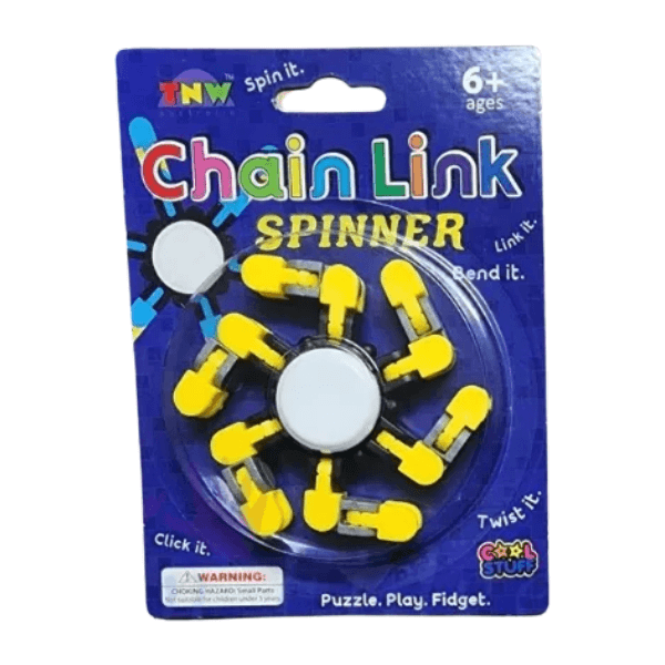 yellow chain link fidget spinner-fun fidgets