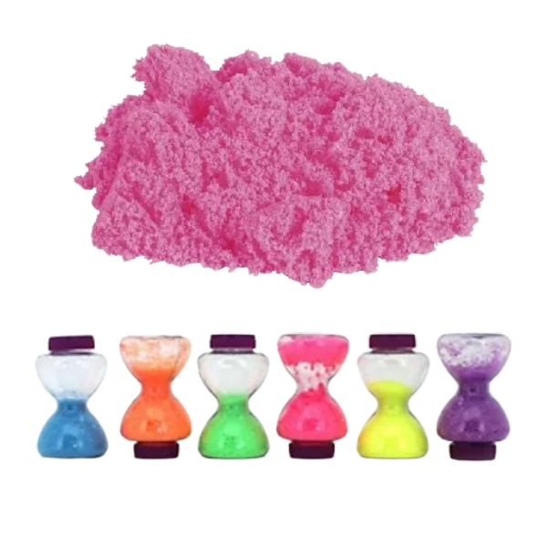 hourglass shaped plastic containers of different coloured flowgo sensory sand