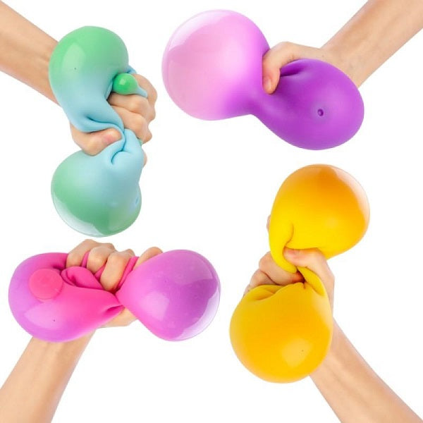 4 smooshos jumbo colour change balls being squeezed