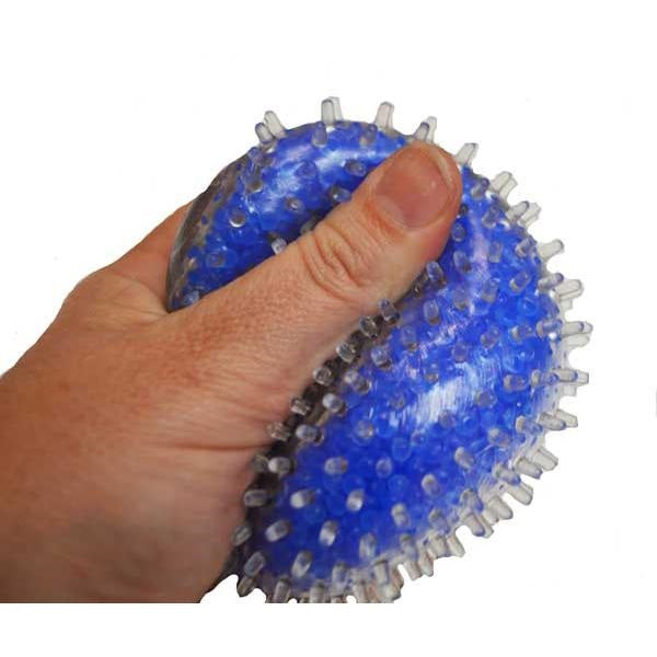 blue atomic bead stress ball being squeezed-fun fidgets