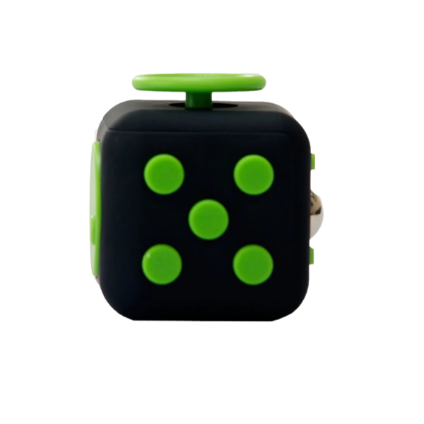 black/green sensory cube-6 way-fun fidgets