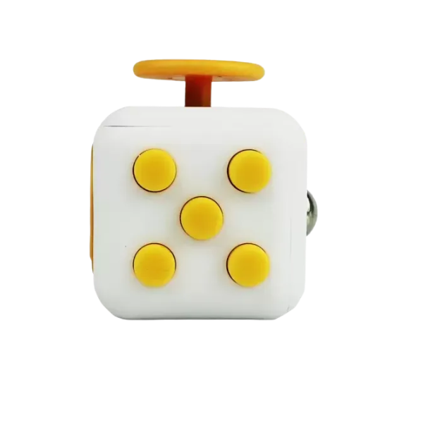 yellow sensory cube-6 way-fun fidgets