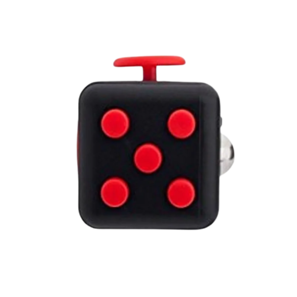 black/red sensory cube-6 way-fun fidgets