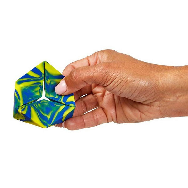 blue flexygon fidget being held-fun fidgets