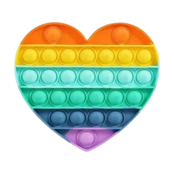 rainbow coloured heart shaped pop it fidget-fun fidgets