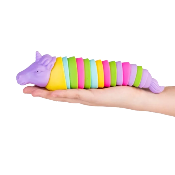 sensory unicorn fidget laying on a hand-fun fidgets