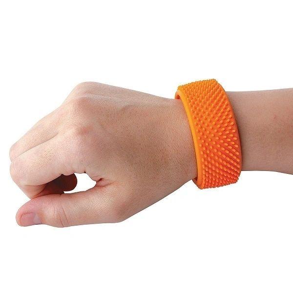 orange sensy band worn on the wrist-fun fidgets
