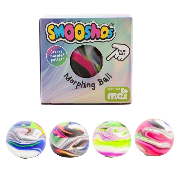 4 smooshos morphing balls and one in a box
