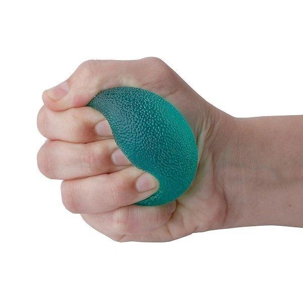 green sensory genius stress ball being squeezed-fun fidgets